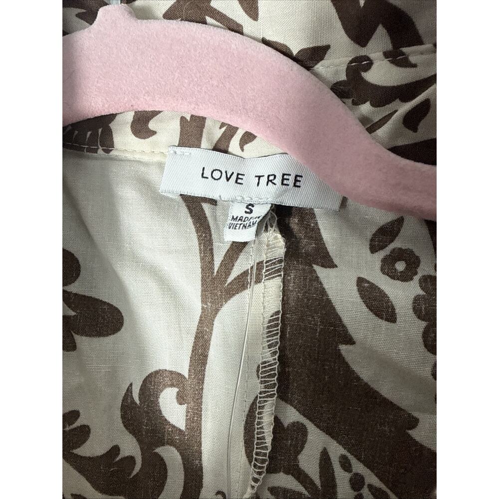 Love Tree Cotton Poplin Foliage Print Midi Dress, Brown, Small - Picture 4 of 8